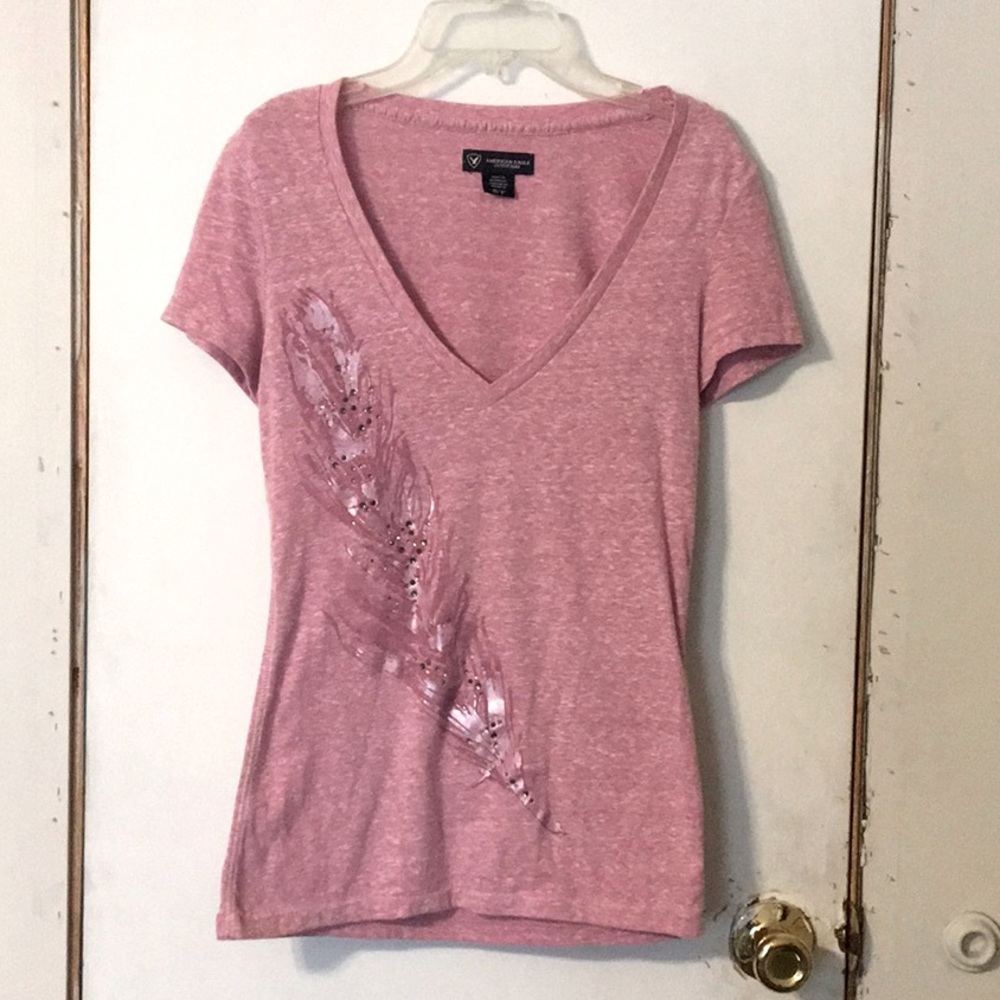 American Eagle Pink Feather Tee